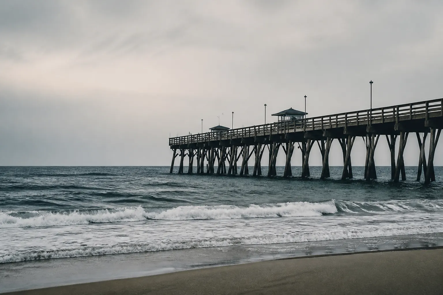 Wooden pier on the Wilmington, North Carolina coast
